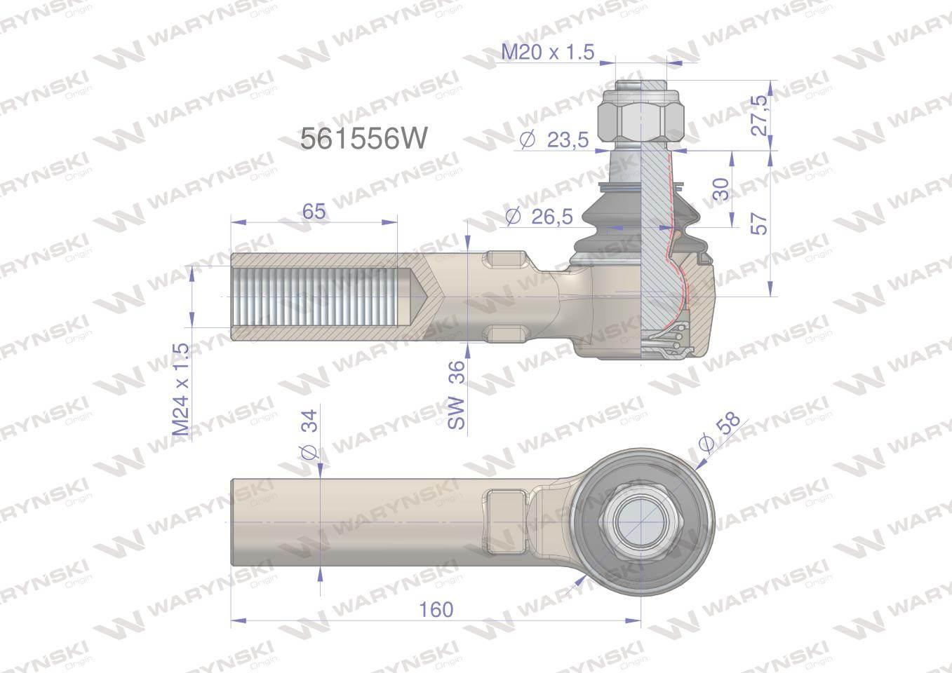 Przegub układu kierowniczego manitou 561556 waryński - zdjęcie 3