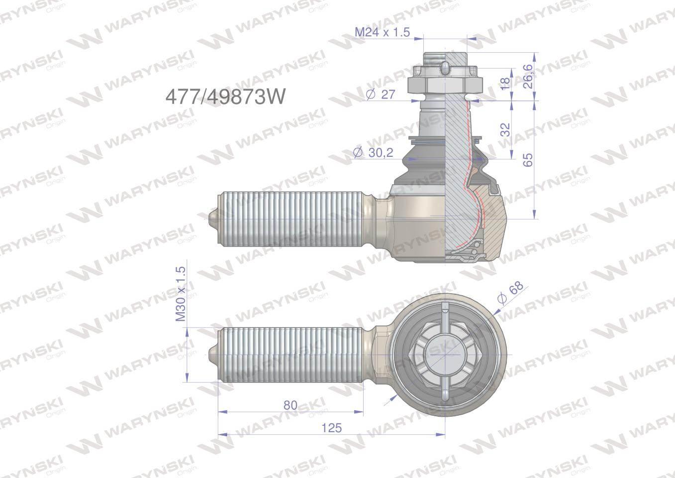 Przegub układu kierowniczego jcb 47749873 waryński - zdjęcie 2