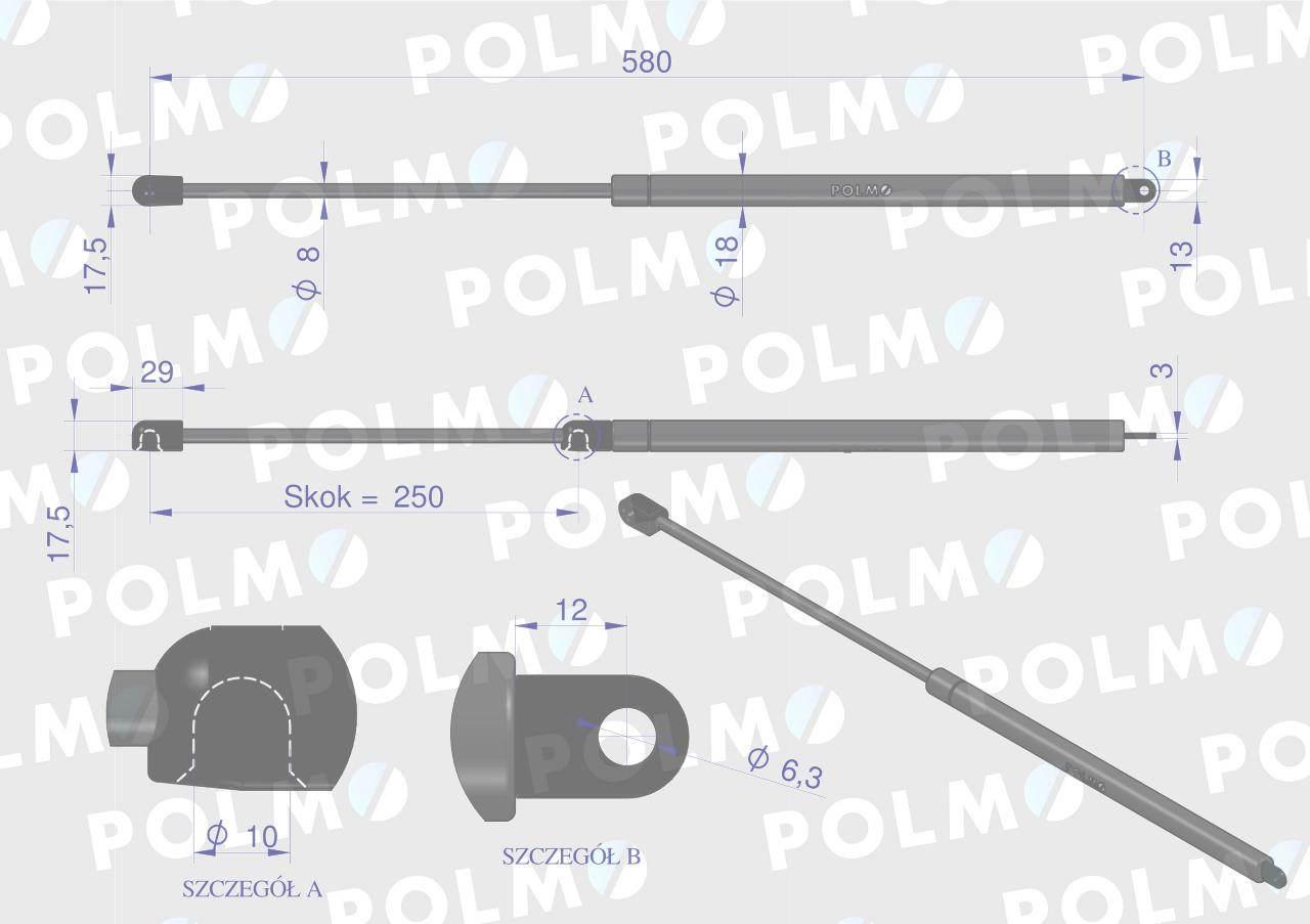 Siłownik podnoszenia maski new holland 5166403 polmo - zdjęcie 2