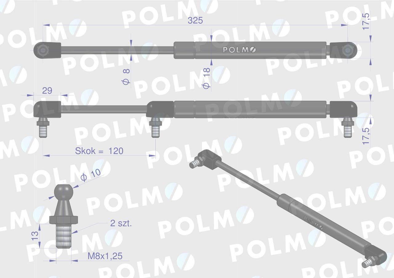 Siłownik podnoszenia maski new holland 82019392 polmo - zdjęcie 2