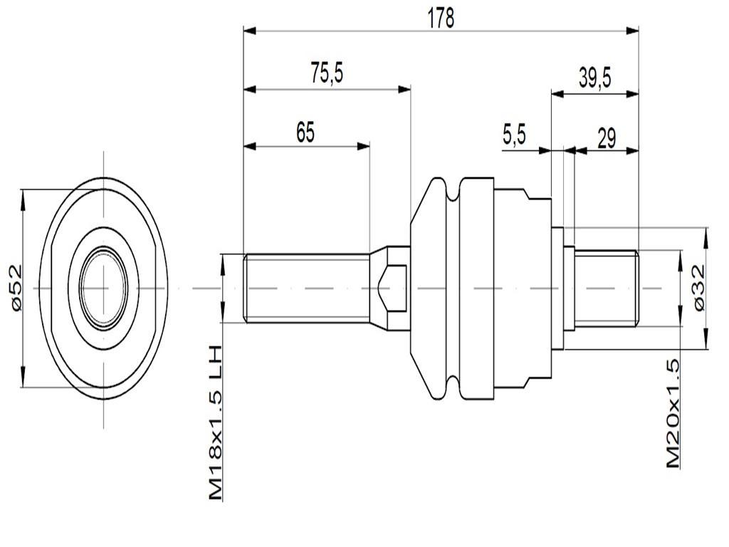 Przegub kierowniczy 178mm m18x1,5l m20x1,5 049006 case taq - zdjęcie 3