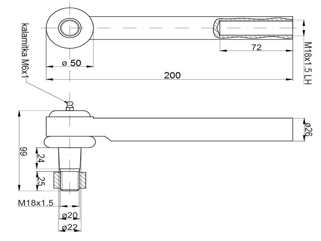 Przegub kierowniczy 196mm m18x1,5l 137047a1oś carraro 707 case taq - zdjęcie 3