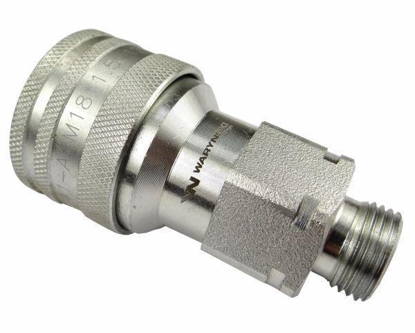 Szybkozłącze hydrauliczne gniazdo m18x1.5 gwint zewnętrzny euro 9100818g iso 7241-a waryński - zdjęcie 2