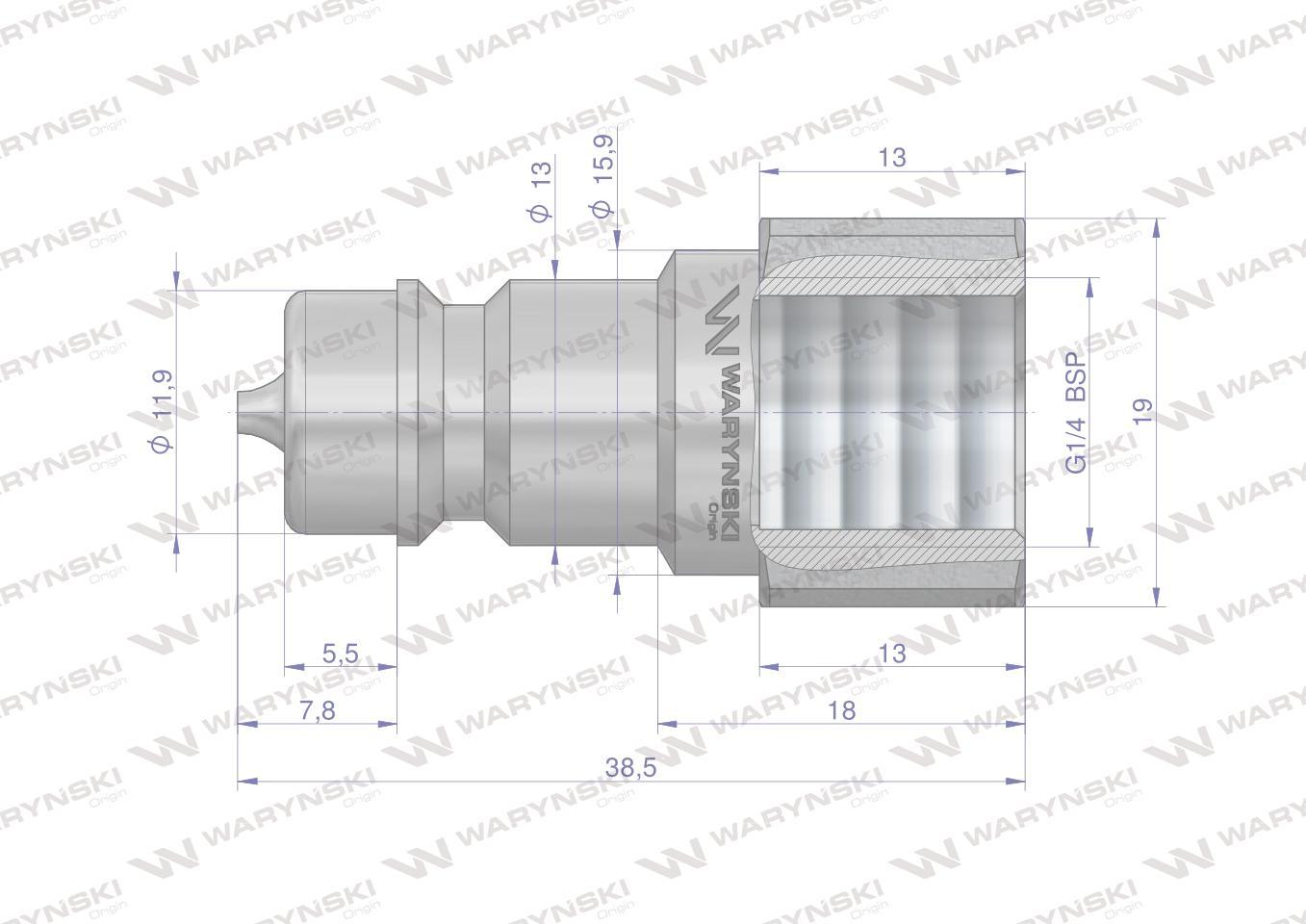 Szybkozłącze hydrauliczne wtyczka g1/4"bsp gwint wewnętrzny iso 7241-a waryński - zdjęcie 3