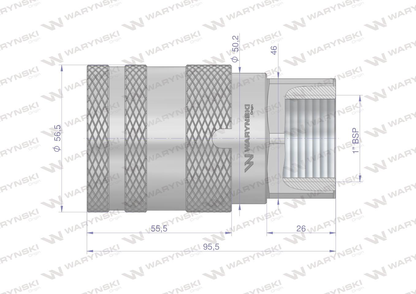 Szybkozłącze hydrauliczne suchoodcinające gniazdo g1"bsp gwint wewętrzny iso16028 waryński - zdjęcie 3