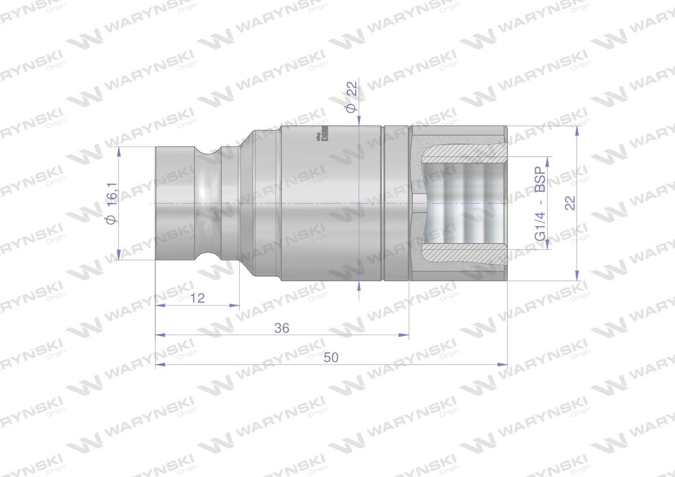 Szybkozłącze hydrauliczne suchoodcinające wtyczka g1/4"bsp gwint wewnętrzny iso16028 waryński - zdjęcie 2