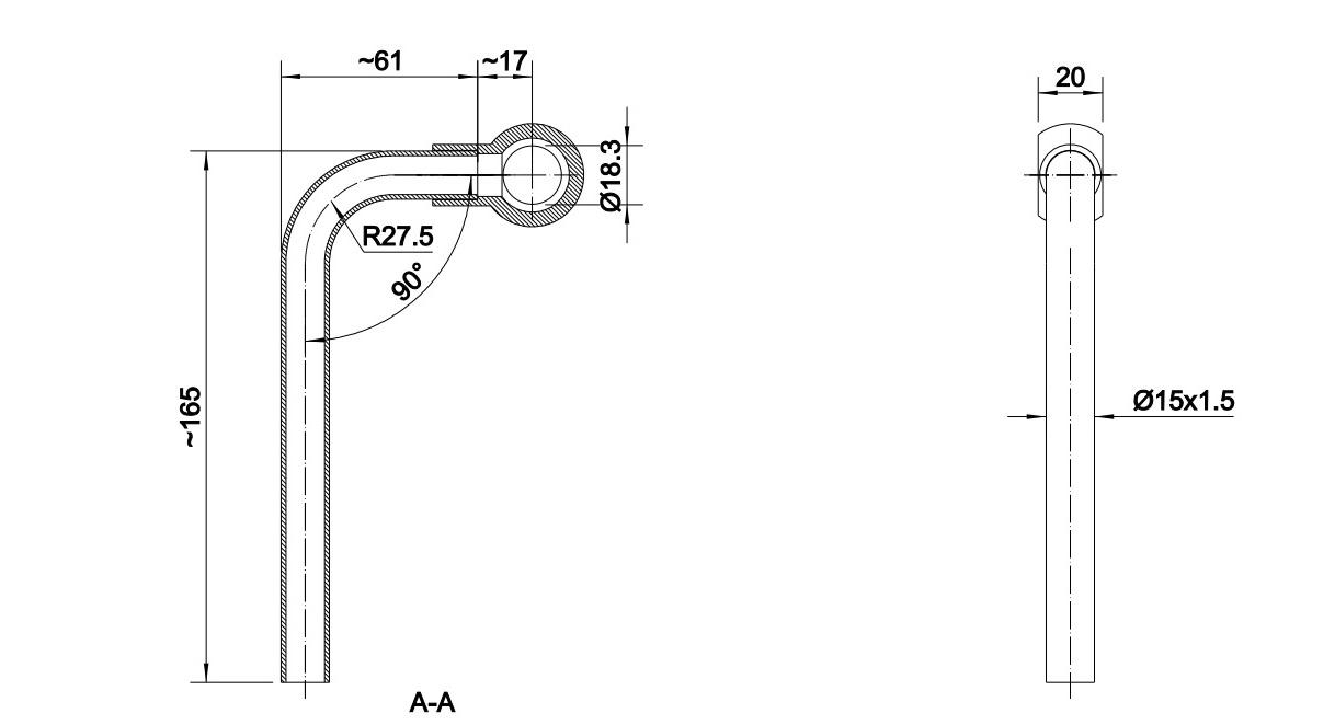 Rurka Wygięta 90 Stopni Fi-15 Z Oczkiem 18mm Długość 200mm Hydral - zdjęcie 4