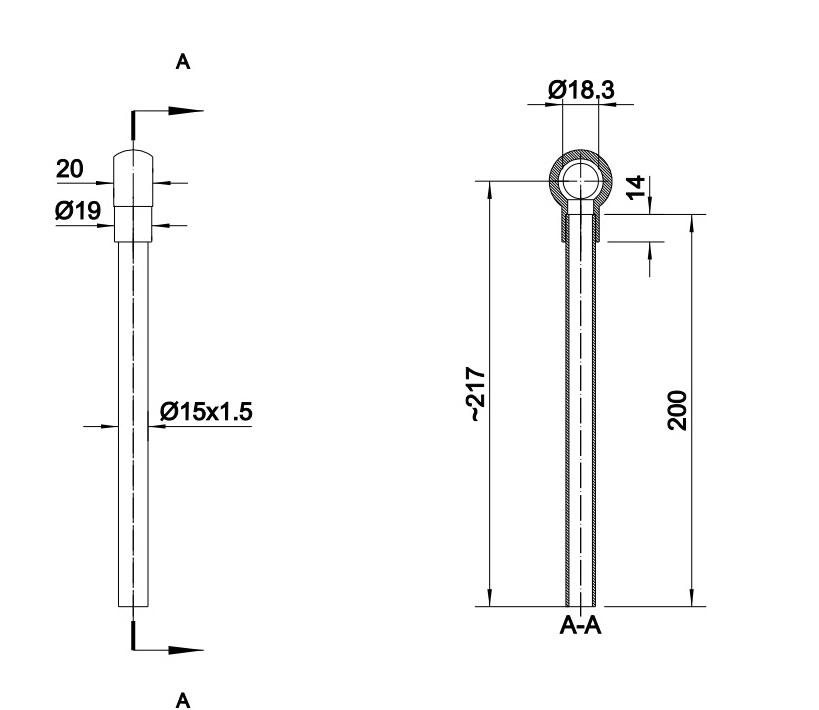 Rurka Prosta Fi-15 Z Oczkiem 18mm Długość 200mm Hydral - zdjęcie 4