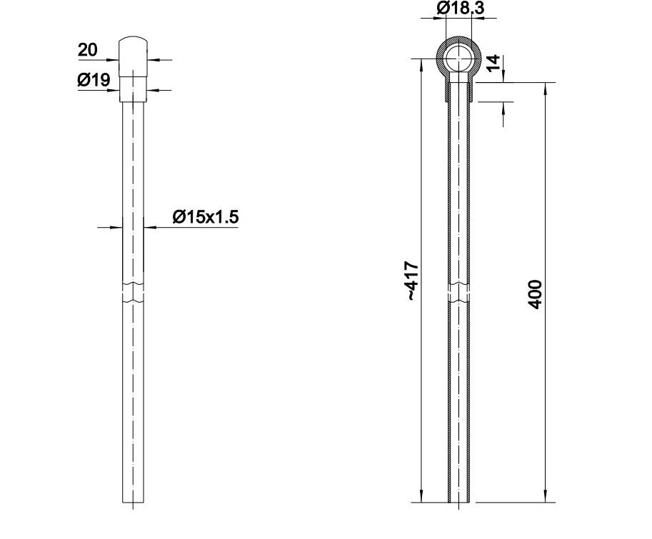 Rurka Prosta Fi-15 Z Oczkiem 18mm Długość 400mm Hydral - zdjęcie 4