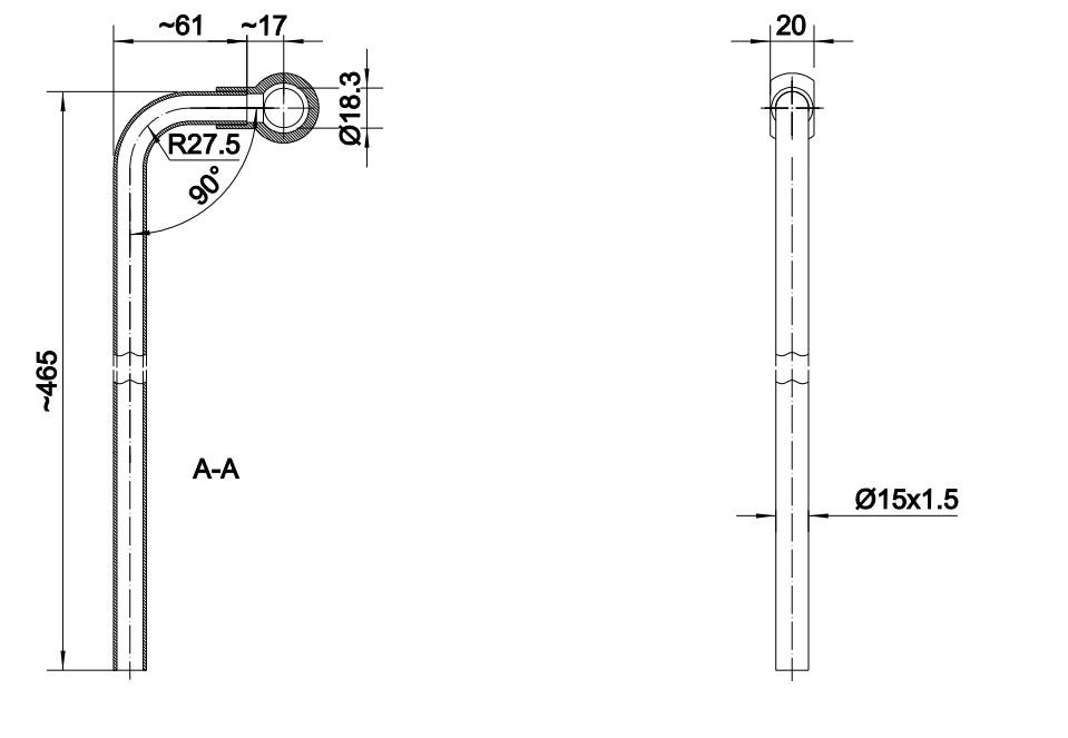 Rurka Wygięta 90 Stopni Fi-15 Z Oczkiem 18mm Długość 500mm Hydral - zdjęcie 4