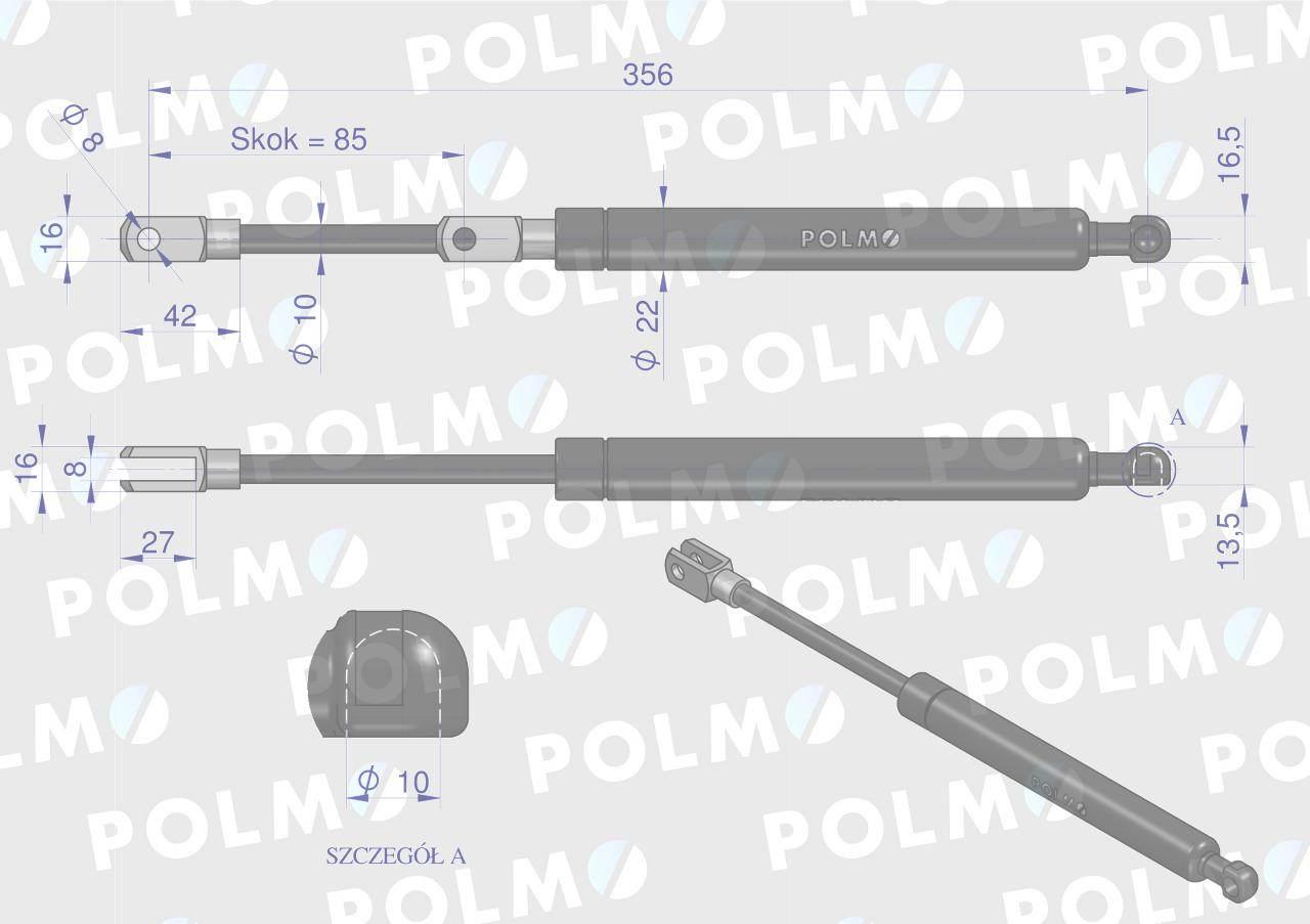 Siłownik podnoszenia maski john deere al77767 polmo - zdjęcie 2