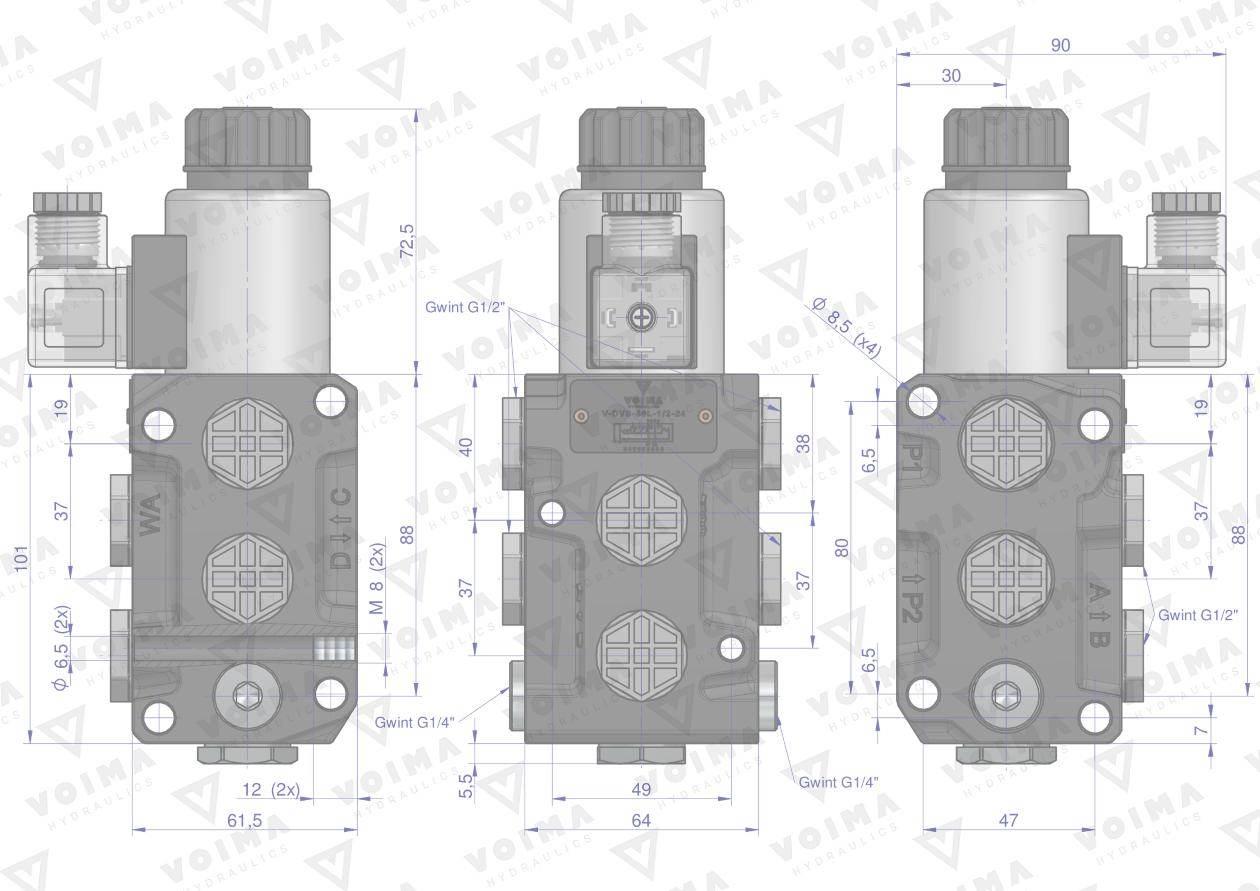 Dzielnik zawór elektrozawór kierunkowy elektromagnetyczny kontroli dvs6/50l - zdjęcie 3