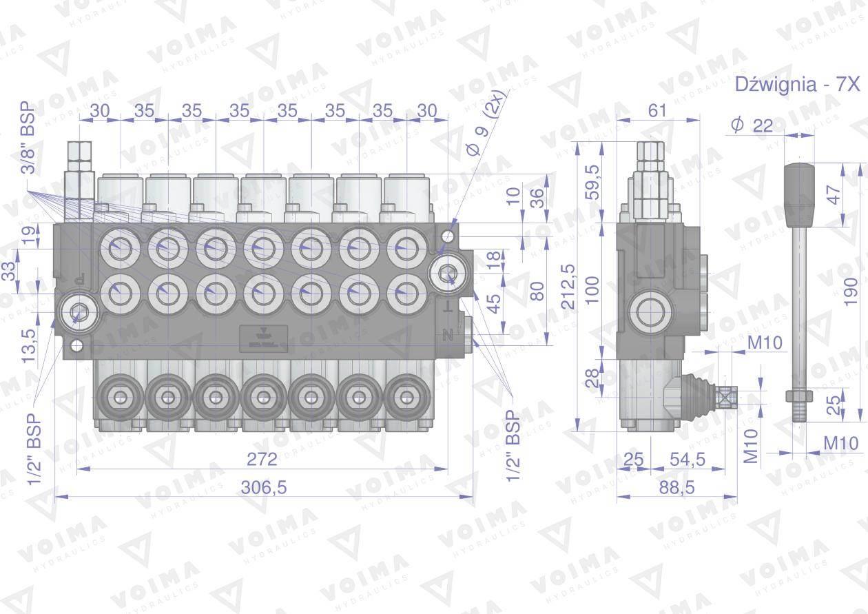 Rozdzielacz hydrauliczny 7-sekcyjny 40l voima - zdjęcie 3