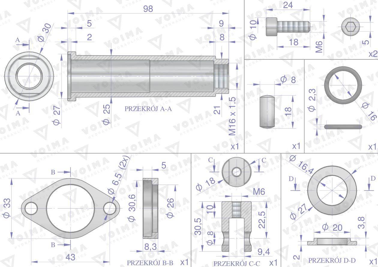 Zestaw kit do rozdzielacza hydraulicznego 40l mocowanie linki voima - zdjęcie 2