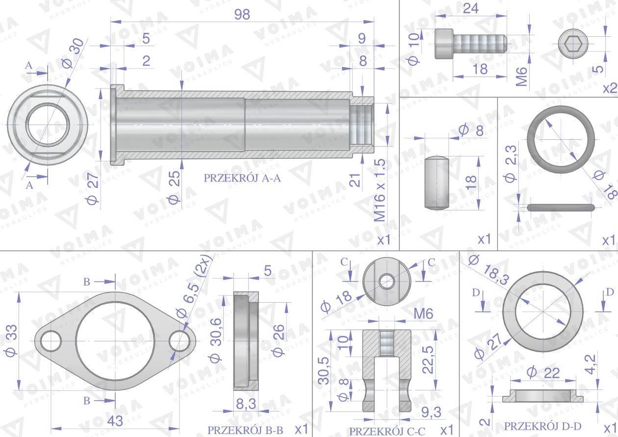 Zestaw kit do rozdzielacza hydraulicznego 80l mocowanie linki voima - zdjęcie 2