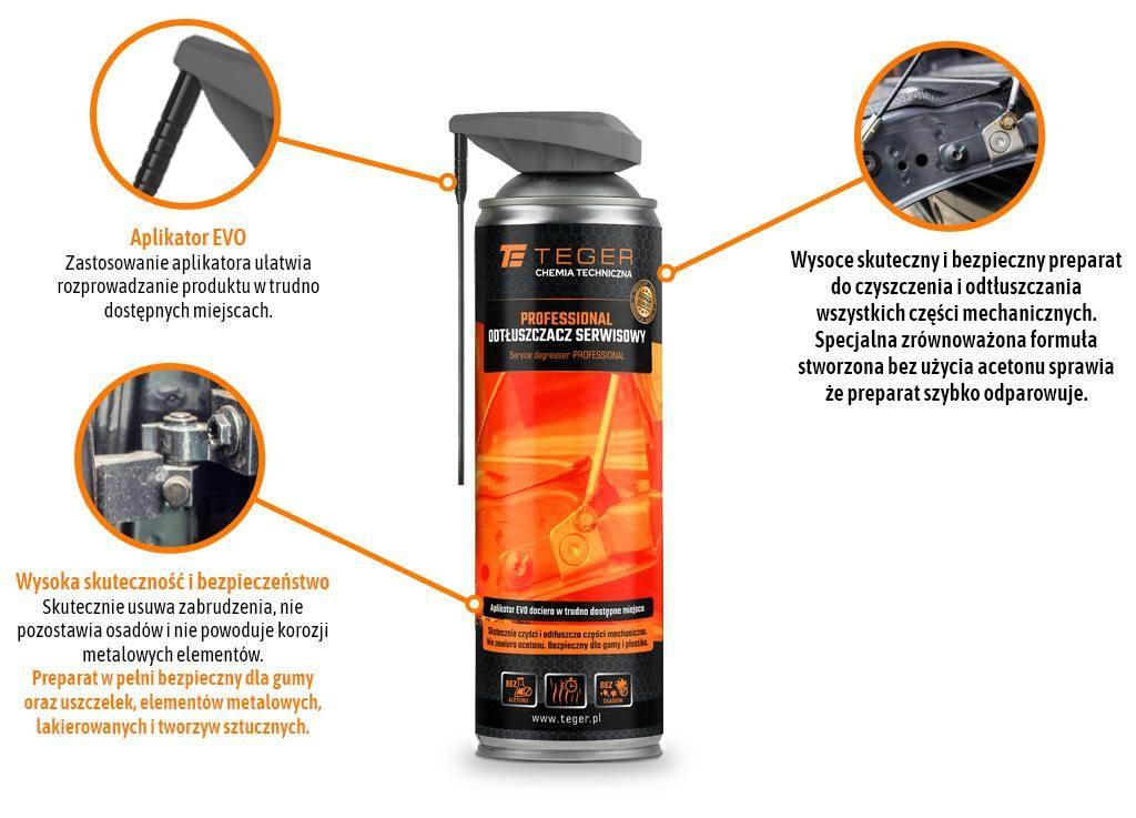 Odtłuszczacz serwisowy professional z aplikatorem evo 500ml teger - zdjęcie 2
