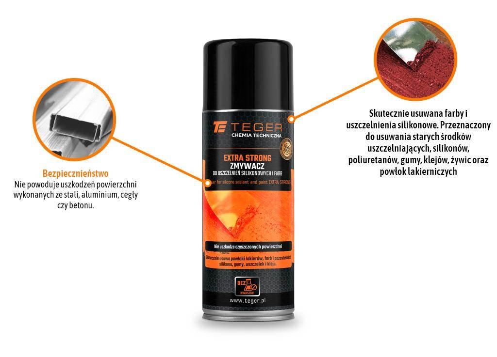 Zmywacz do uszczelnień silikonowych i farb extra strong 400ml teger - zdjęcie 2