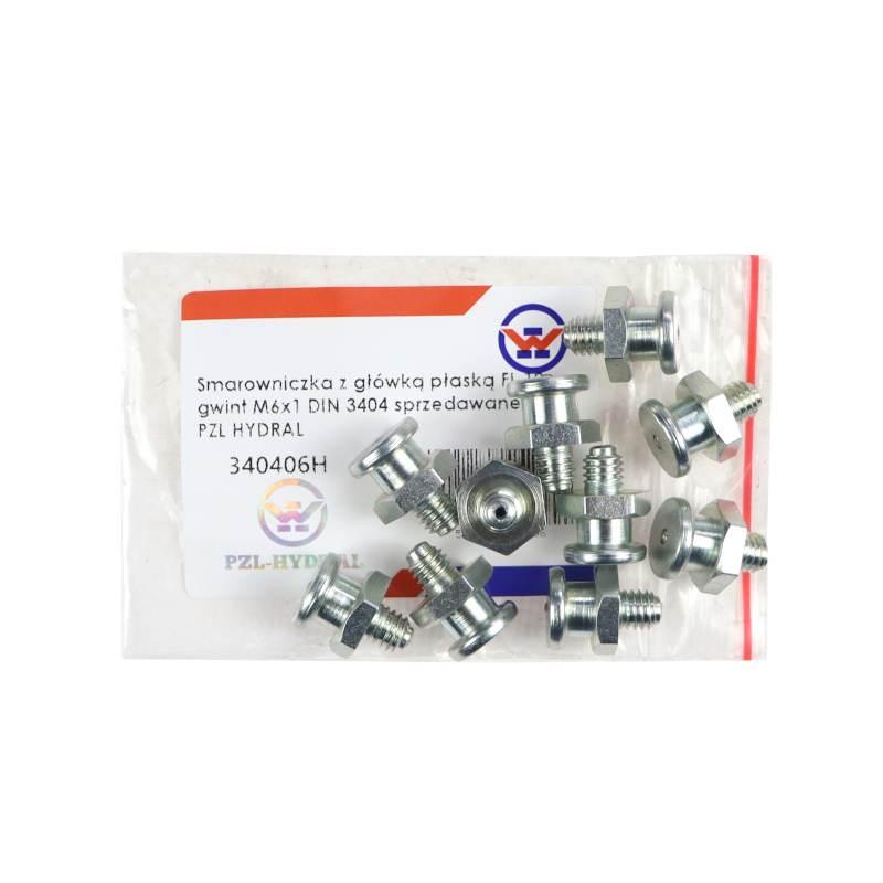 Smarowniczka Z Główką Płaską Fi-12 Gwint M6x1 Din 3404 Pzl Hydral 10szt - zdjęcie 2