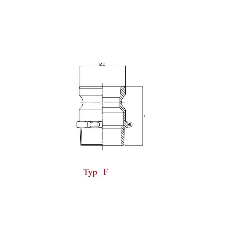 Szybkozłącze Camlock Coupling Wtyczka Typ F Aluminium 1 1/4" X 32mm Pzl - zdjęcie 4