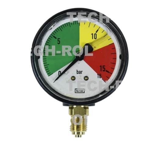 Manometr glicerynowy 0-16 bar fi-63 mm mocowanie dolne gwint 1/4 cala