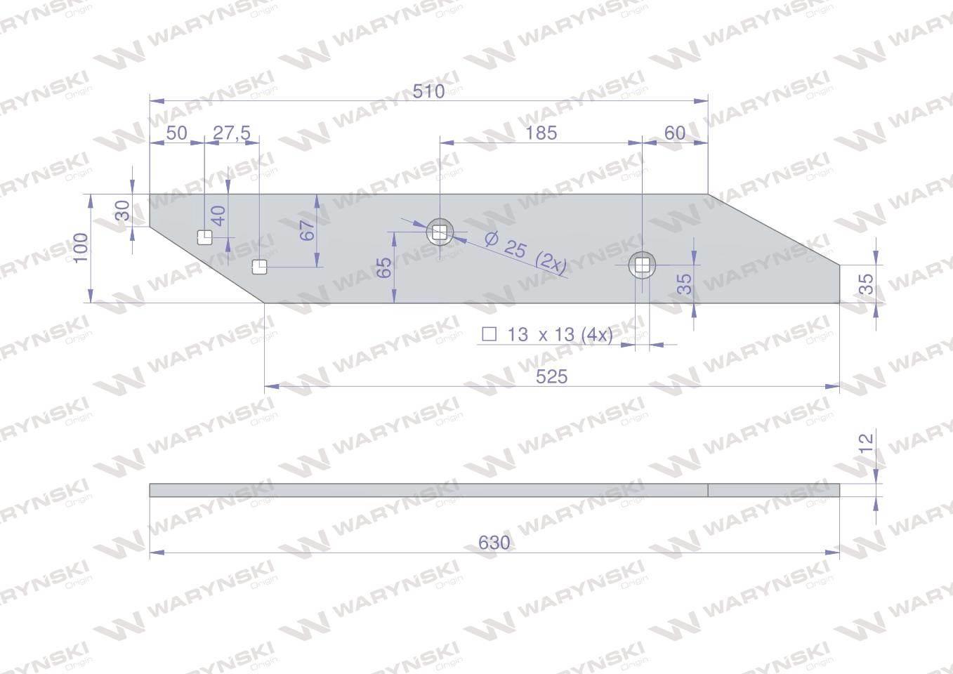 Listwa płozy lewa zastosowanie Long Unia WARYŃSKI W-1150940030 - zdjęcie 2