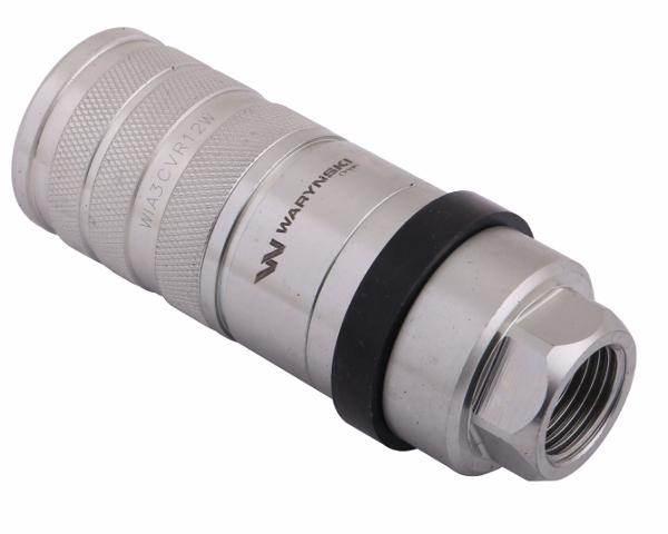 Szybkozłącze hydrauliczne zrywalne seria wia3cv 3cfpv 68 l/min gniazdo g1/2"bsp gwint wewnętrzny euro push-pull iso 7241-a waryński
