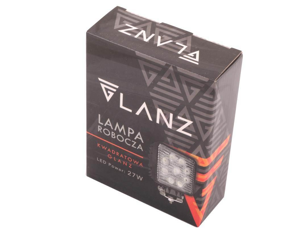 Lampa robocza kwadratowa 27w 9 led glanz