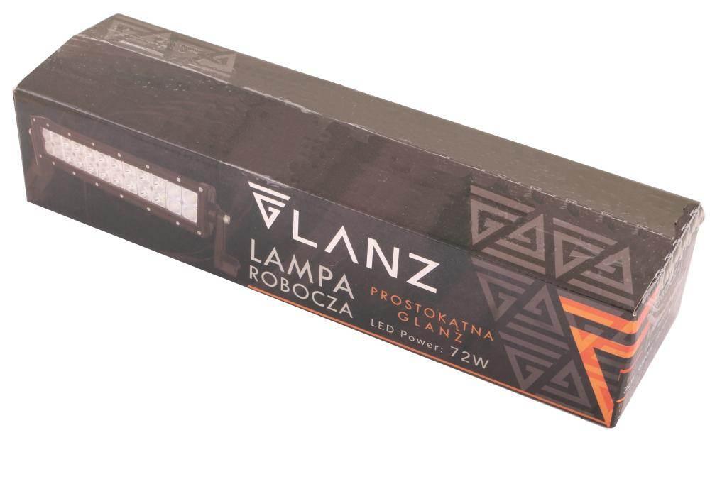 Lampa robocza prostokątna 72w 24 led glanz