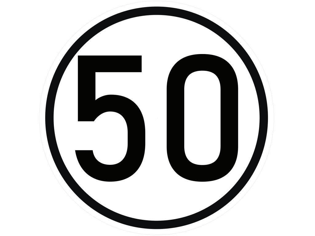 Naklejka laminowana limit prędkości v2 50 km/h czarna obwódka