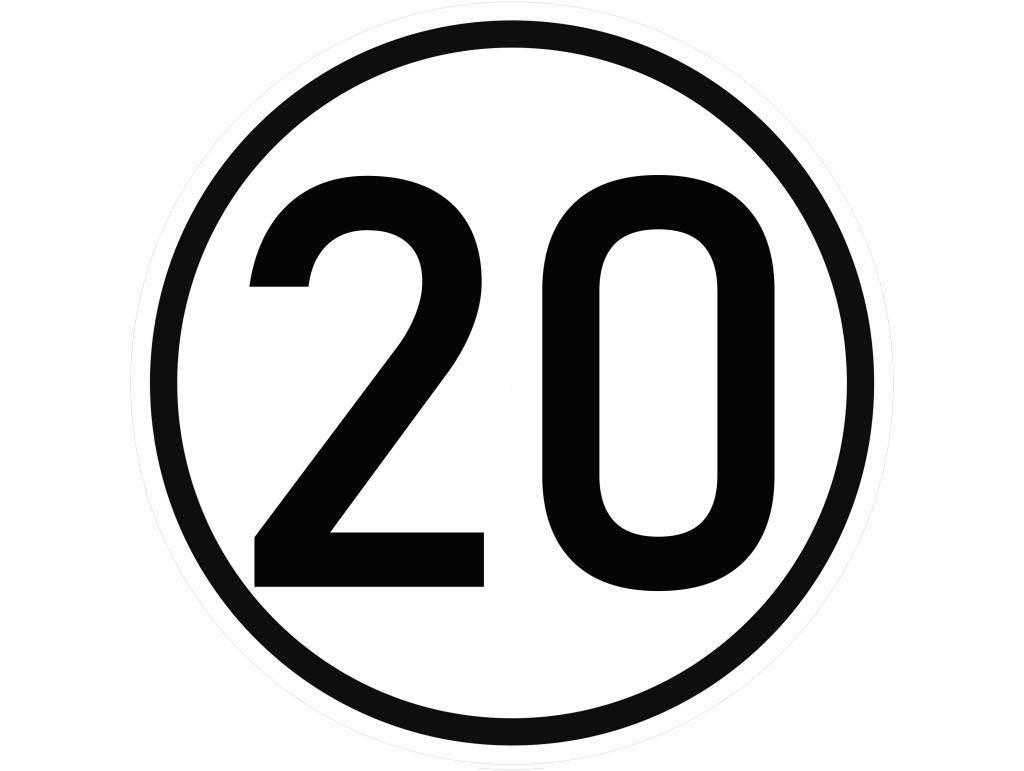 Naklejka laminowana limit prędkości v2 20 km/h czarna obwódka