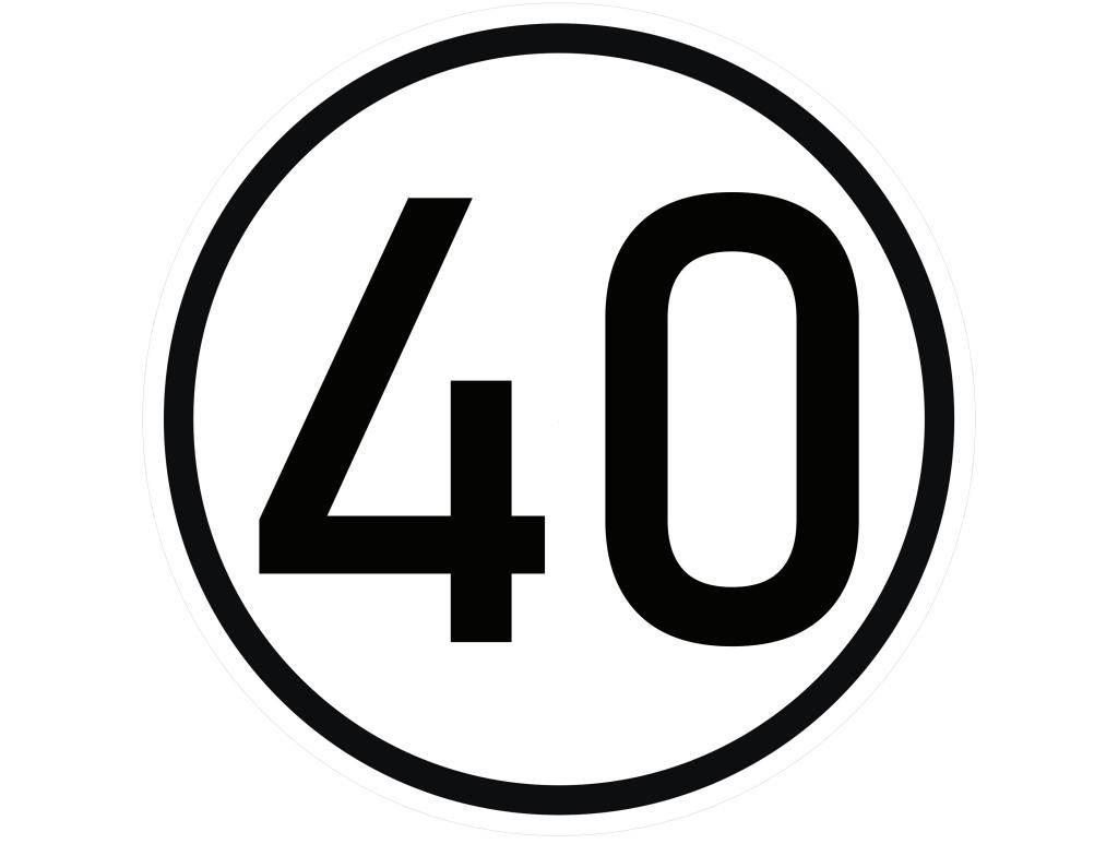 Naklejka laminowana limit prędkości v2 40 km/h czarna obwódka