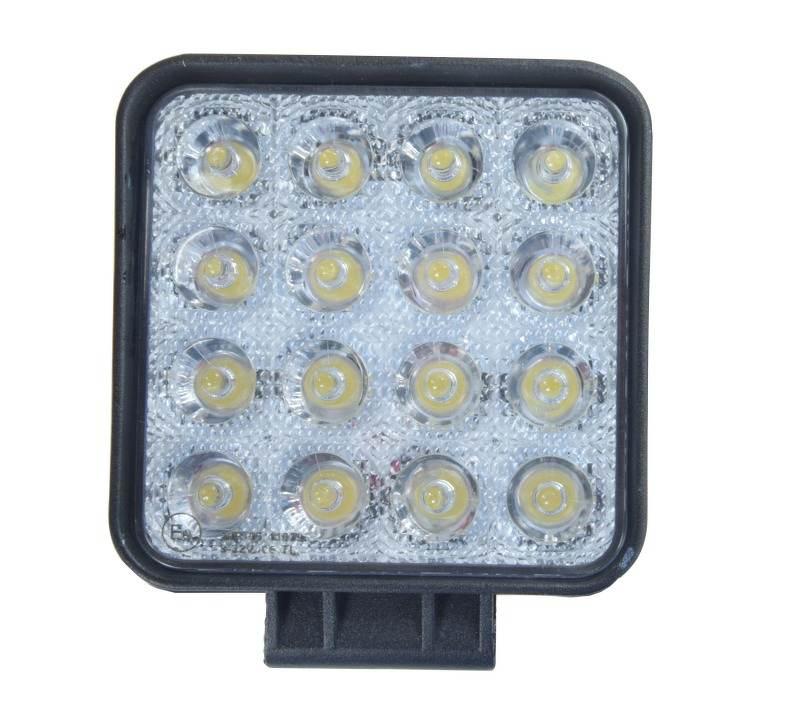 Lampa robocza diodowa kwadratowa 16 led x 3W 48W 12V 24V 3520lm 6000K