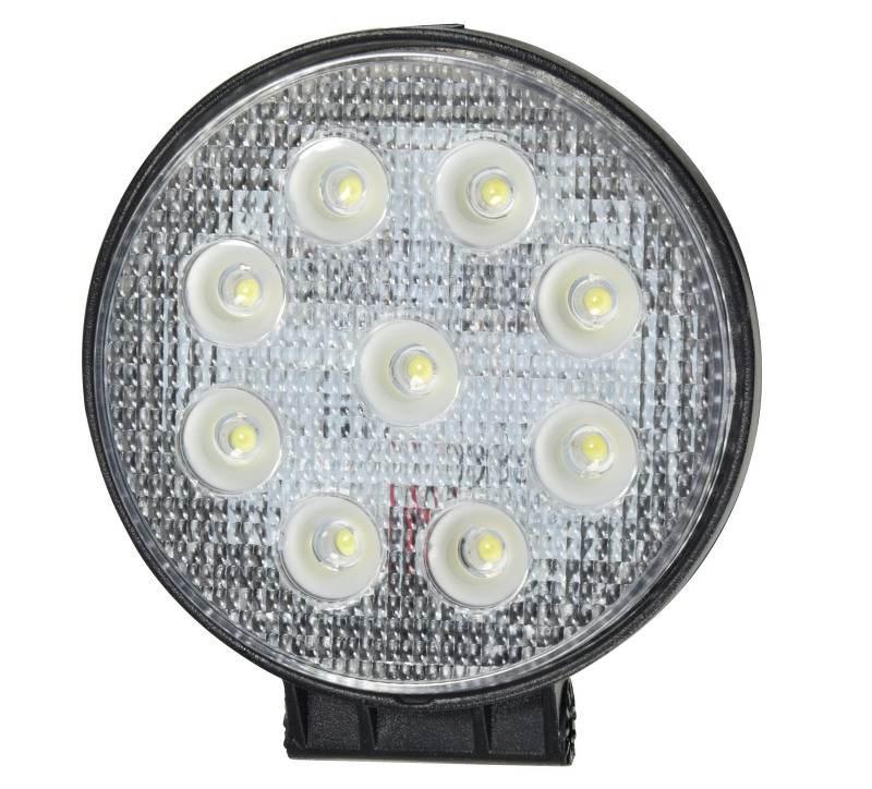 Lampa robocza diodowa okrągła 9 led x 3W 27W 12V 24V 1620lm 6000K